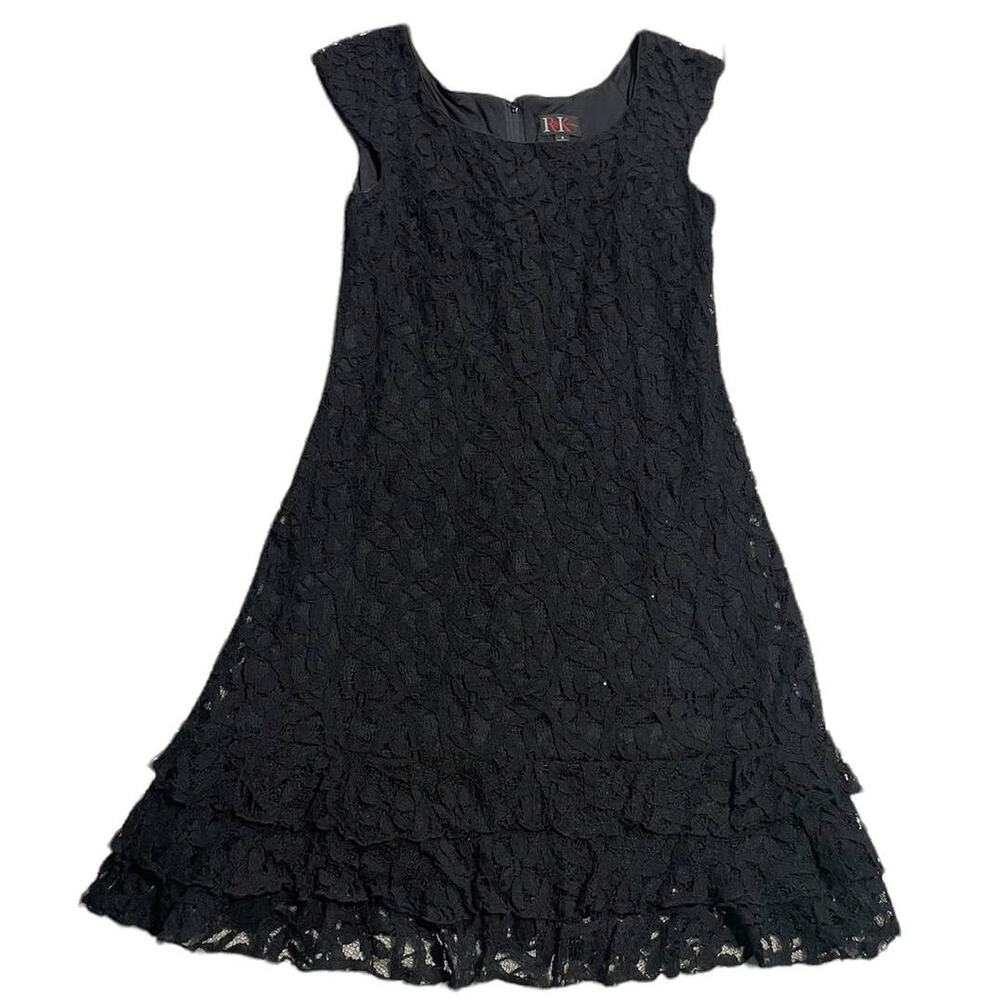 NWT R & K Cap Sleeve Cocktail Dress Women's Size 8 Lace Overlay MSRP $80 Black